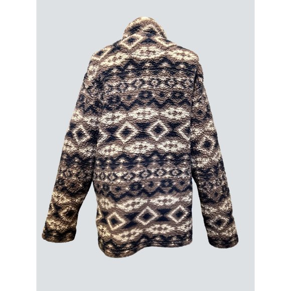 Southern Marsh Women's Small Brown Navy Beige Fleece Pullover Quarter Zipper - Picture 4 of 6